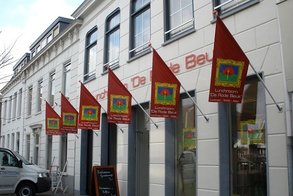 Kioskvlag / gevelvlag - blockout vinyl - dubbelzijdige print - XYZ=50x50x100cm